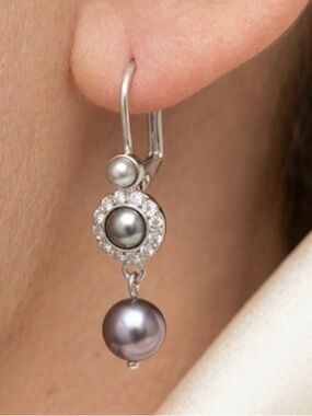 Art Deco Style Faux Pearl & Crystal Halo Earrings Dark Academia Quiet Luxury